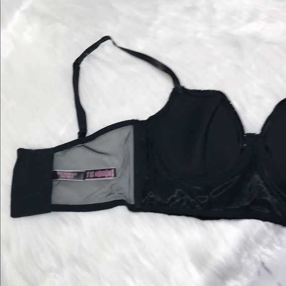 ✨HP✨ VS Shimmer Velvet Long Line Balconet Bra Black 32B - Picture 8 of 9